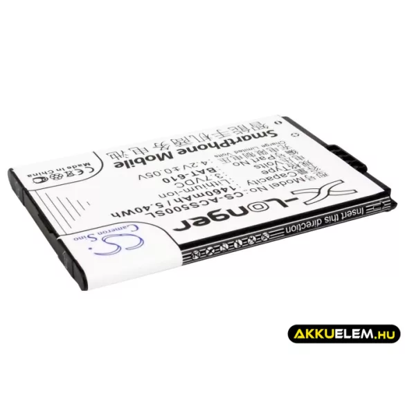 Utángyártott Acer mobil Li-ion akkumulátor 3.7V 1460mAh BAT-610, BT.0010S.006 - CameronSino
