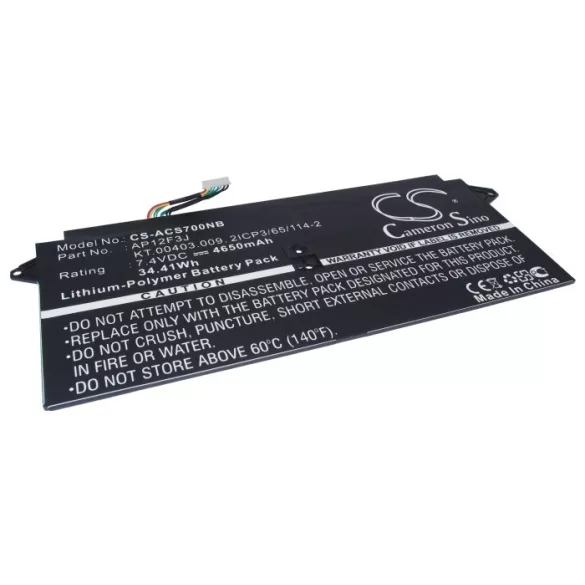 Utángyártott Acer laptop Li-Polymer akkumulátor 7.4V 4650mAh AP12F3J, KT.00403.009 - CameronSino