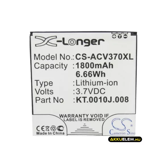 Utángyártott Acer mobil Li-ion akkumulátor 3.7V 1800mAh KT.0010J.008, JD-201212-JLQU-C11M-003 - CameronSino