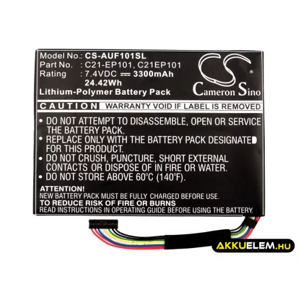 Utángyártott Asus Tablet Li-Polymer akkumulátor 7.4V 3300mAh C21-EP101, C21EP101 - CameronSino