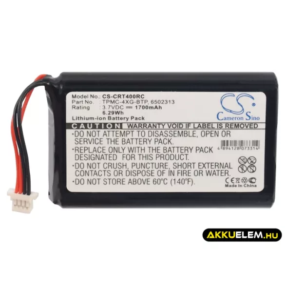 Utángyártott Crestron Távirányító Li-ion akkumulátor 3.7V 1700mAh TPMC-4XG-BTP, 6502313 - CameronSino