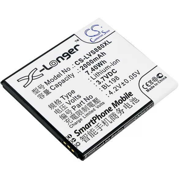 Utángyártott Lenovo mobil Li-ion akkumulátor 3.7V 2000mAh BL198 - CameronSino