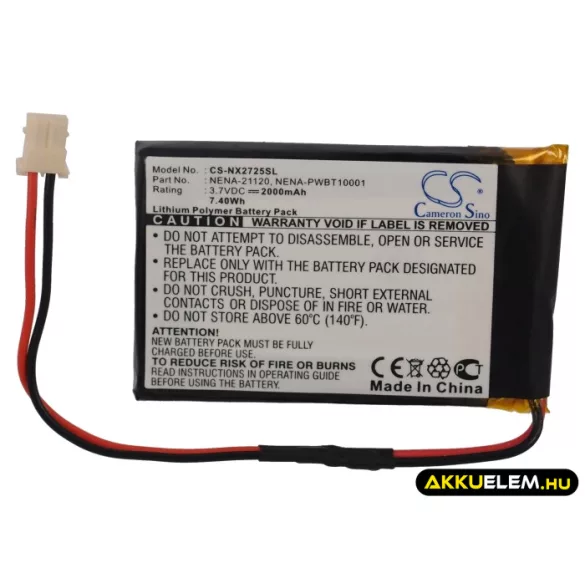 Utángyártott Nexto Hordozható adattároló Li-Polymer akkumulátor 3.7V 2000mAh NENA-21120, NENA-PWBT10001 - CameronSino