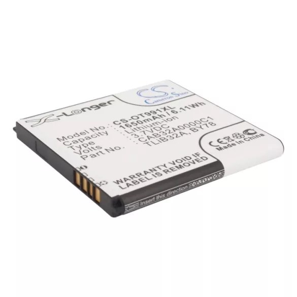 Utángyártott Alcatel mobil Li-ion akkumulátor 3.7V 1650mAh TLiB32A, CAB32A0000C2 - CameronSino
