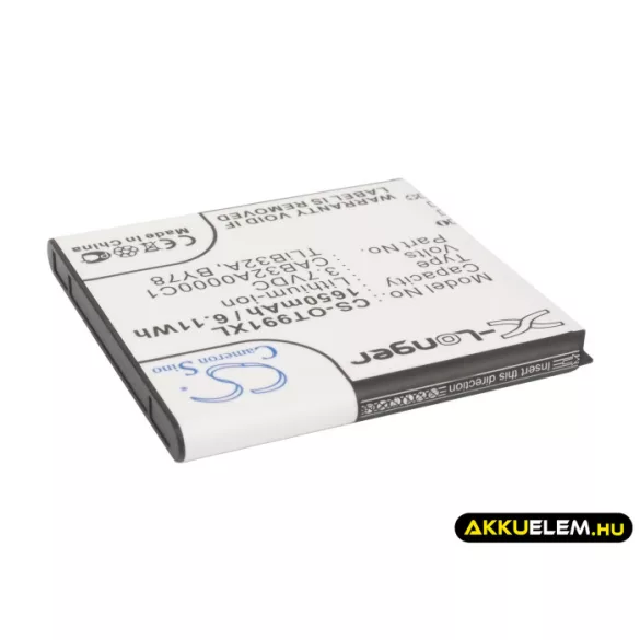 Utángyártott Alcatel mobil Li-ion akkumulátor 3.7V 1650mAh TLiB32A, CAB32A0000C2 - CameronSino
