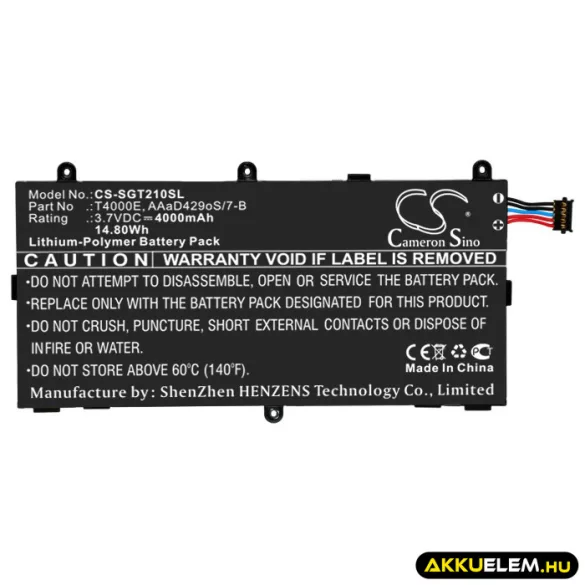 Utángyártott Samsung Tablet Li-Polymer akkumulátor 3.7V 3600mAh T4000E, AAaD429oS/7-B - CameronSino