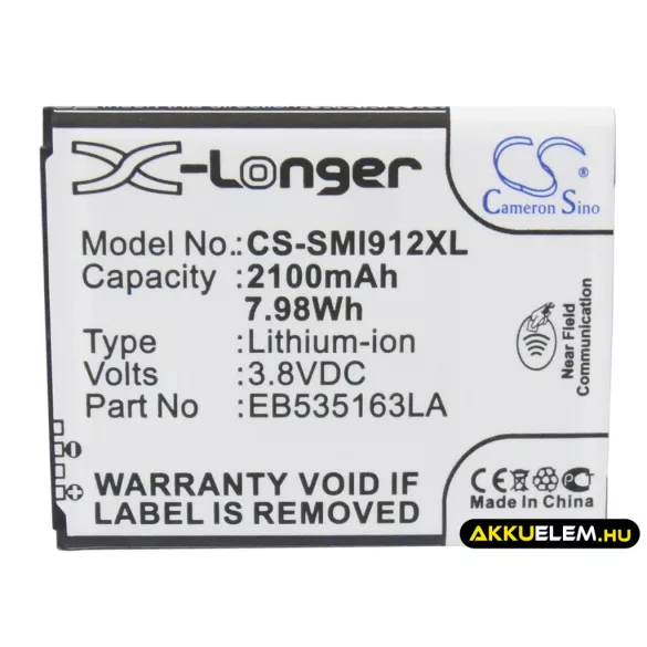 Utángyártott Samsung mobil Li-ion akkumulátor 3.8V 2100mAh EB535163LU, EB535163LA - CameronSino