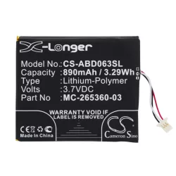   Utángyártott Amazon E-könyv Li-Polymer akkumulátor 3.7V 890mAh MC-265360-03, 58-000083 - CameronSino