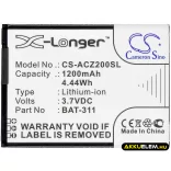 Utángyártott Acer mobil Li-ion akkumulátor 3.7V 1200mAh BAT-311, BAT-311(1ICP5/43/55) - CameronSino