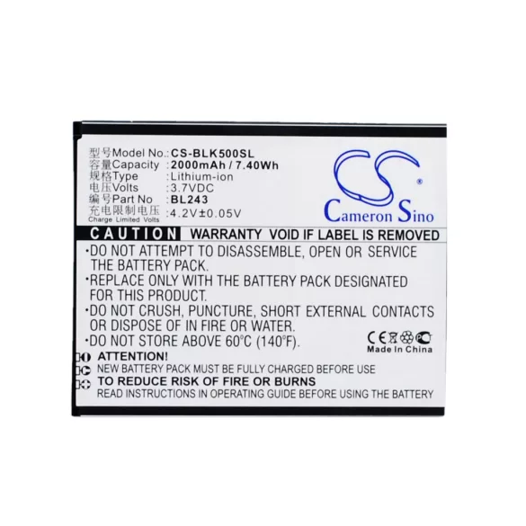 Utángyártott Lenovo mobil Li-ion akkumulátor 3.7V 2000mAh BL243 - CameronSino