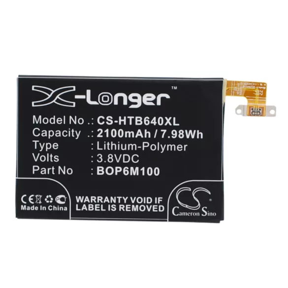 Utángyártott HTC mobil Li-Polymer akkumulátor 3.8V 2100mAh BOP6M100, 35H00216-00M - CameronSino