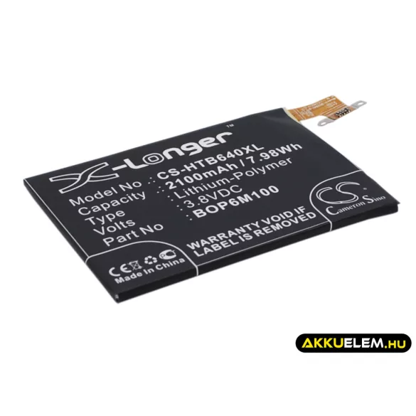 Utángyártott HTC mobil Li-Polymer akkumulátor 3.8V 2100mAh BOP6M100, 35H00216-00M - CameronSino