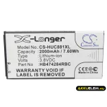 Utángyártott Huawei mobil Li-ion akkumulátor 3.8V 2000mAh HB474284RBC - CameronSino