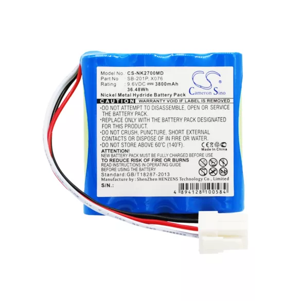 Utángyártott Nihon Kohden Orvosi Ni-MH akkumulátor 9.6V 3800mAh SB-201P, X076 - CameronSino