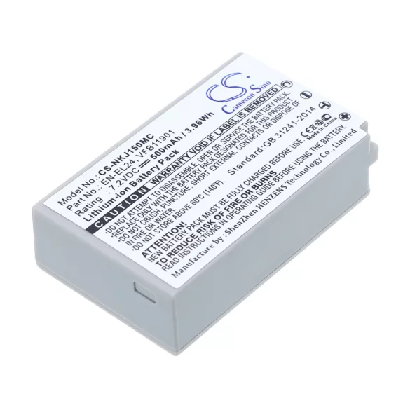 Utángyártott NiKon Kamera Li-ion akkumulátor 7.2V 500mAh EN-EL24, VFB11901 - CameronSino