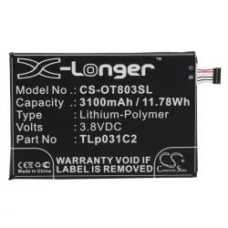   Utángyártott Alcatel mobil Li-Polymer akkumulátor 3.8V 3100mAh TLp031C2, TLP031C1 - CameronSino