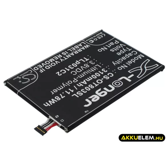 Utángyártott Alcatel mobil Li-Polymer akkumulátor 3.8V 3100mAh TLp031C2, TLP031C1 - CameronSino
