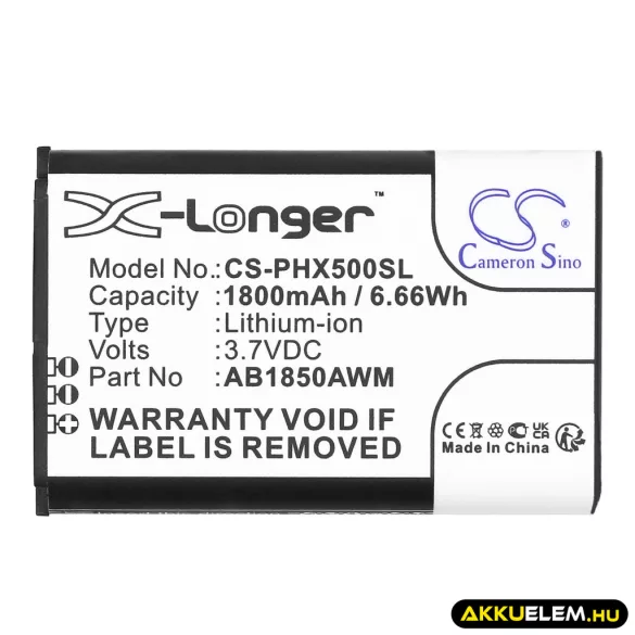 Utángyártott Philips mobil Li-ion akkumulátor 3.7V 1800mAh AB1850AWM - CameronSino