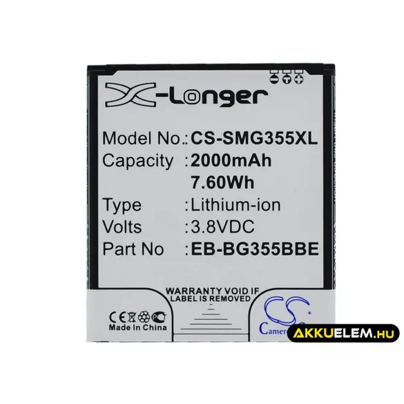 Utángyártott Samsung mobil Li-ion akkumulátor 3.8V 2000mAh EB-BG355BBE - CameronSino
