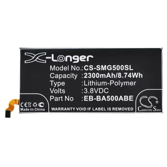Utángyártott Samsung mobil Li-Polymer akkumulátor 3.8V 2300mAh EB-BA500ABE, GH43-04337A - CameronSino