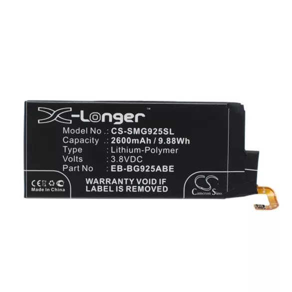 Utángyártott Samsung mobil Li-Polymer akkumulátor 3.8V 2600mAh EB-BG925ABE, GH43-04420A - CameronSino