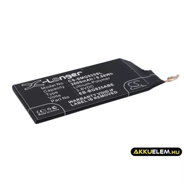 Utángyártott Samsung mobil Li-Polymer akkumulátor 3.8V 2600mAh EB-BG925ABE, GH43-04420A - CameronSino