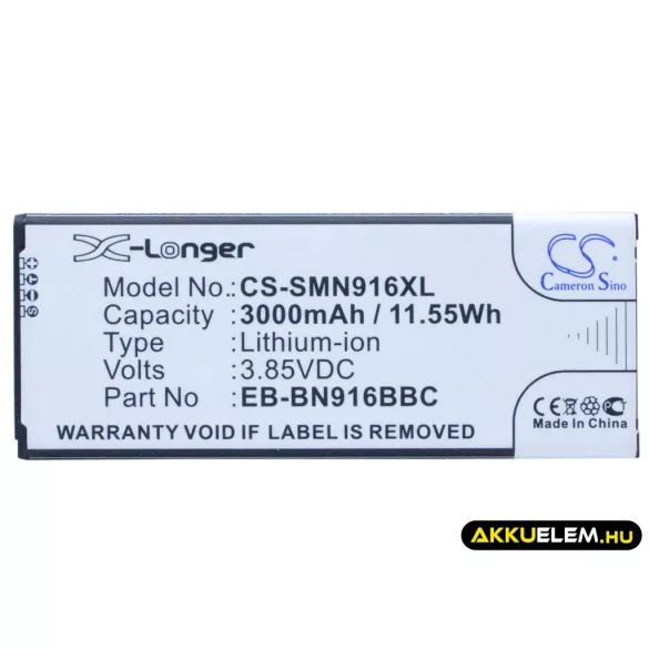 Utángyártott Samsung mobil Li-ion akkumulátor 3.85V 3000mAh EB-BN916BBC, EB-BN916BBE - CameronSino