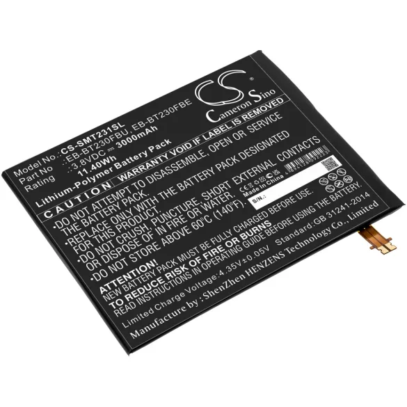 Utángyártott Samsung Tablet Li-Polymer akkumulátor 3.8V 3000mAh EB-BT230FBU, EB-BT230FBE - CameronSino