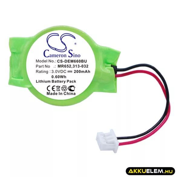 Utángyártott Dell CMOS / BackUp Lithium elem 3V 200mAh MR652, 313-032 - CameronSino