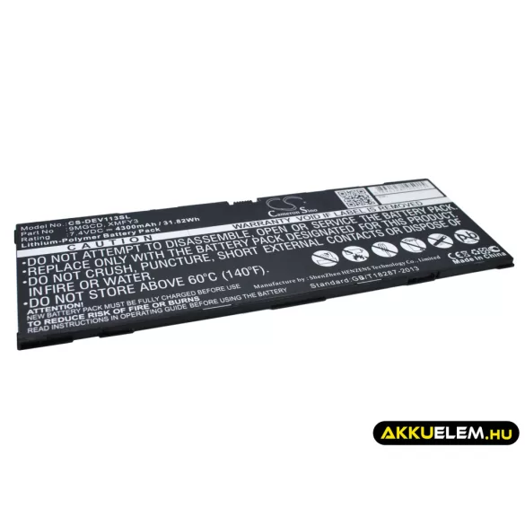 Utángyártott Dell Tablet Li-Polymer akkumulátor 7.4V 4300mAh 9MGCD, XMFY3 - CameronSino