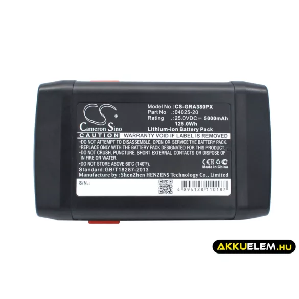 Utángyártott Gardena Fűnyíró Li-ion akkumulátor 25V 5000mAh 04025-20, 8838 - CameronSino