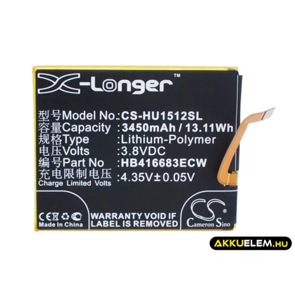Utángyártott Huawei mobil Li-Polymer akkumulátor 3.8V 3450mAh HB416683ECW - CameronSino