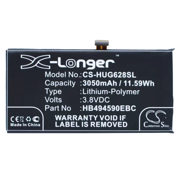 Utángyártott Huawei mobil Li-Polymer akkumulátor 3.8V 3050mAh HB494590EBC, HB494590EBW - CameronSino