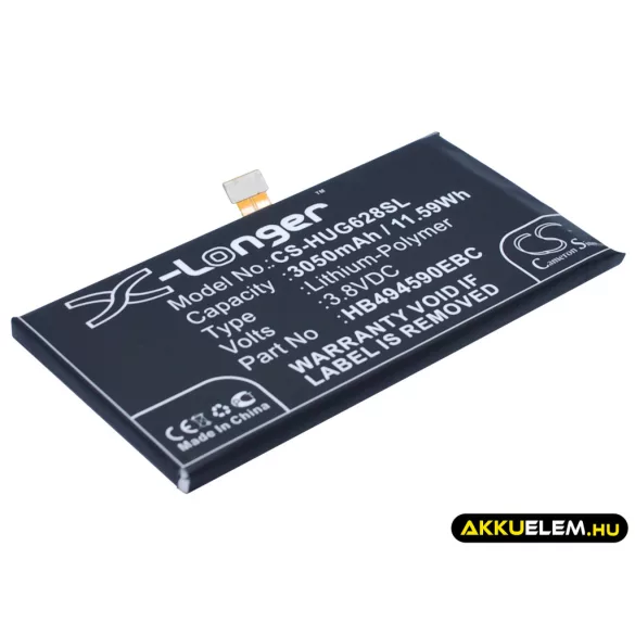 Utángyártott Huawei mobil Li-Polymer akkumulátor 3.8V 3050mAh HB494590EBC, HB494590EBW - CameronSino
