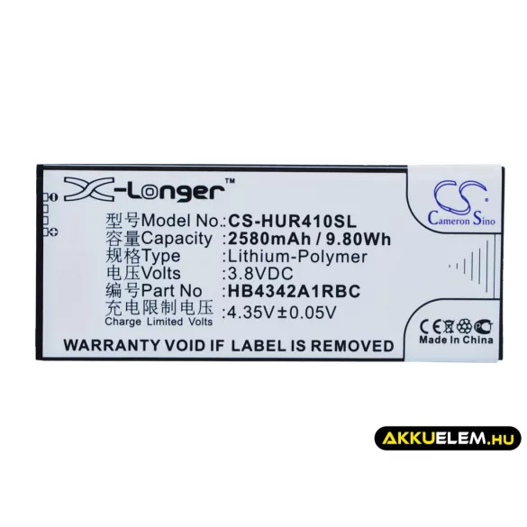 Utángyártott Huawei mobil Li-Polymer akkumulátor 3.8V 2580mAh HB4342A1RBC - CameronSino