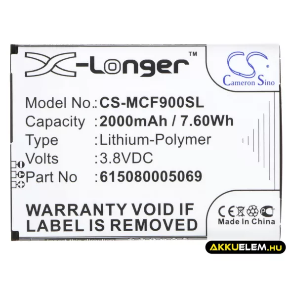 Utángyártott Mobistel mobil Li-Polymer akkumulátor 3.8V 2000mAh 615080005069 - CameronSino