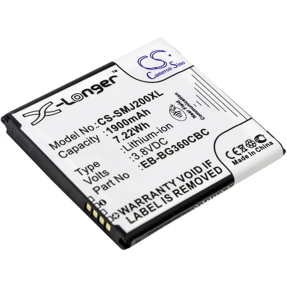 Utángyártott Samsung mobil Li-ion akkumulátor 3.8V 1900mAh EB-BG360CBC, EB-BG360CBE - CameronSino