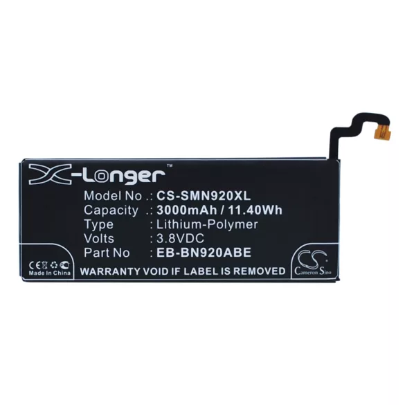 Utángyártott Samsung mobil Li-Polymer akkumulátor 3.8V 3000mAh EB-BN920ABE - CameronSino