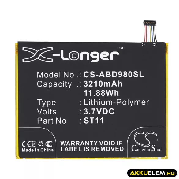 Utángyártott Amazon Tablet Li-Polymer akkumulátor 3.7V 3210mAh ST11, 58-000127 - CameronSino