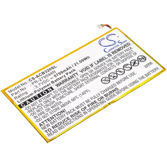 Utángyártott Acer Tablet Li-Polymer akkumulátor 3.7V 5700mAh PR-279594N, PR-279594N(1ICP3/95/94-2) - CameronSino