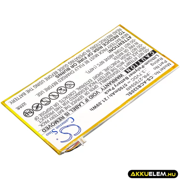 Utángyártott Acer Tablet Li-Polymer akkumulátor 3.7V 5700mAh PR-279594N, PR-279594N(1ICP3/95/94-2) - CameronSino