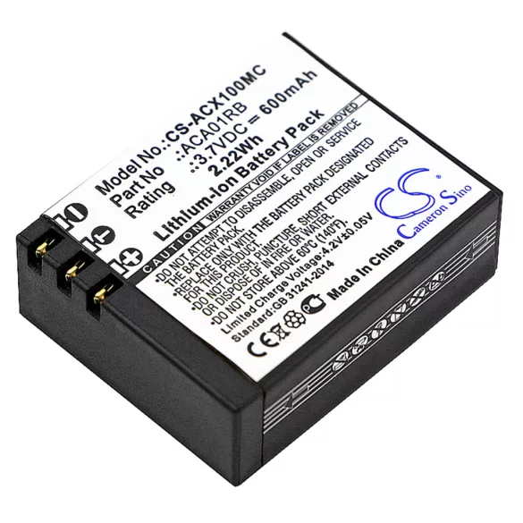 Utángyártott ACTIVEON Kamera Li-Polymer akkumulátor 3.7V 600mAh ACA01RB - CameronSino