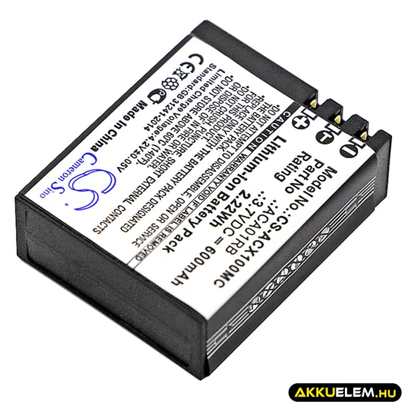 Utángyártott ACTIVEON Kamera Li-Polymer akkumulátor 3.7V 600mAh ACA01RB - CameronSino