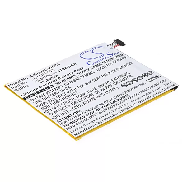 Utángyártott Asus Tablet Li-Polymer akkumulátor 3.8V 4700mAh C11P1502 ( 1ICP3/108/118 ), C11P1517 ( 1ICP3/108/118 ) - CameronSino