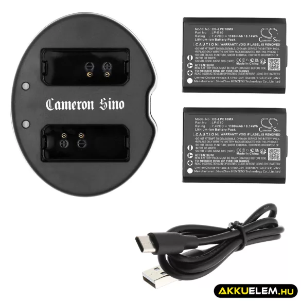 Utángyártott Canon Kozmetikai tükör akkumulátor + töltő szett 7,4V LP-E10, LC-E10 - CameronSino
