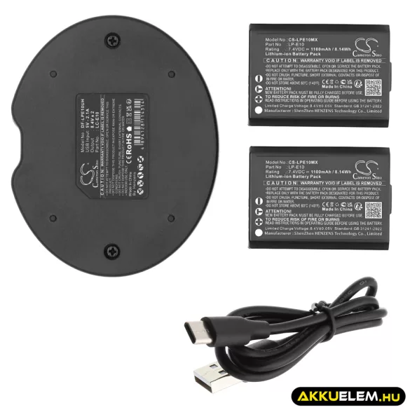 Utángyártott Canon Kozmetikai tükör akkumulátor + töltő szett 7,4V LP-E10, LC-E10 - CameronSino