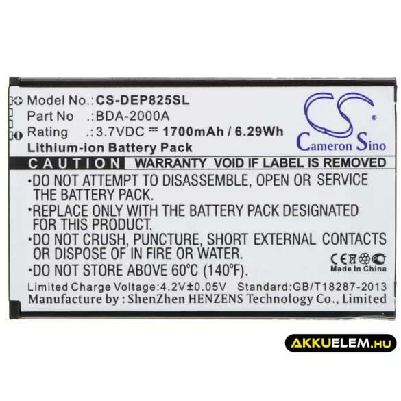 Utángyártott Doro mobil Li-ion akkumulátor 3.7V 1700mAh BDA-2000A - CameronSino