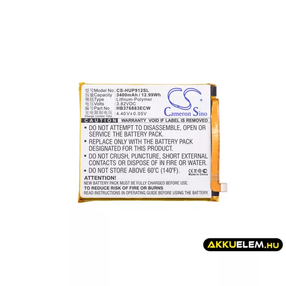 Utángyártott Huawei mobil Li-Polymer akkumulátor 3.82V 3400mAh HB376883ECW, HB376883EBW - CameronSino