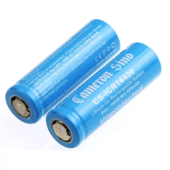 Utángyártott 14430 Li-ion akkumulátor 3.7V 650mAh 2 darabos 14430 csomag - CameronSino