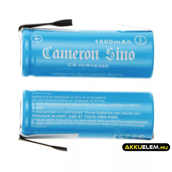 Utángyártott 18490 Li-ion akkumulátor 3.7V 1600mAh 2 darabos csomag fülekkel - CameronSino
